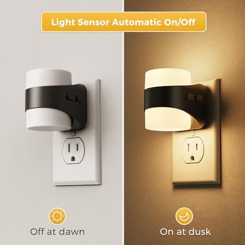 L LOHAS LED Night Lights Plug into Wall with 3CCT Adjustable (3000K/4000K/5000K), 3 Level Dimmable Night Light, 1W Low Power Nightlight with Auto On/Off Sensor, 2 Pack - Thumbnail 2