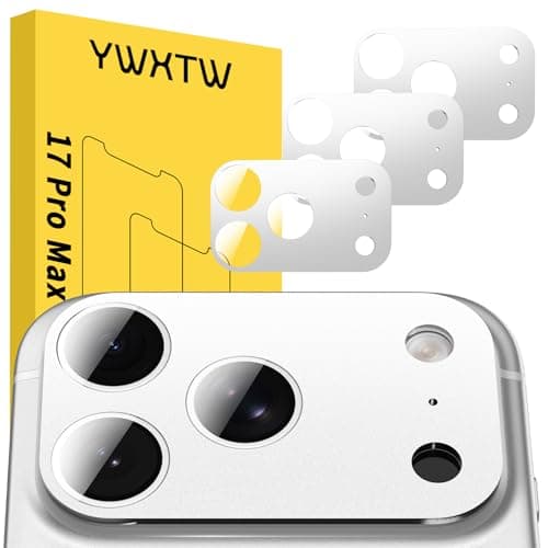 YWXTW [0 Bubbles for iPhone 17 Pro Max Camera Protector, Full Coverage Tempered Glass Lens Screen Protector for iPhone 17 Pro Max Accessories, Case Friendly, HD Clear, 3 Pack (Silver) - Image 1