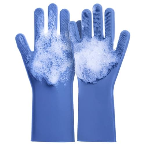 DELOMO Dog Washing Gloves Large Size: 1 Pair Soft and Gentle Silicone Pet Grooming Gloves - Bathing Scrubber Brush Mitt Grooming Shedding Fur Removal Massage for Dogs/Cats/Horse - Image 1