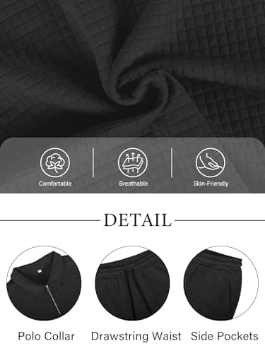 JEMLDL Men's Short Sets 2 Piece Polo Shirt Summer Outfits Casual Fashion Jogging Track Suits Short Sleeve Travel Clothes Black XX-Large - Thumbnail 5