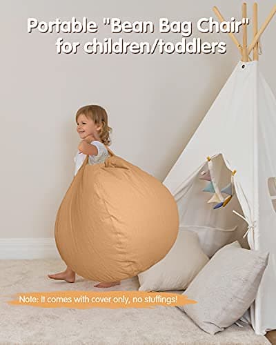 Aubliss Stuffed Animal Bean Bag Storage Chair (Solid Khaki, Medium (32'')) - Thumbnail 5