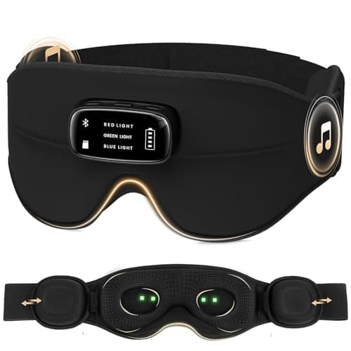 LC-dolida Pro Bluetooth Sleep Mask with White Noise & 3 Lights, Sleep Headphones with Upgrade Chip & Hi-Fi Sound, 3D Zero-Pressure Design for Side Sleepers, Total Blackout Soft Sleep Eye Mask, Black - Image 1
