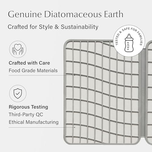 Dorai Home Large Dish Pad – 40% More Drying Space, Eco-Friendly Quick-Drying Stone Mat for Kitchen, 24.6" x 16.5", Sandstone - Thumbnail 5