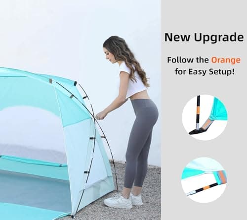 Beach Tent, Portable Sun Shelter for 2/3/4/6-8 Person with UPF 50+ UV Protection, Easy Setup Waterproof Beach Shade Canopy Cabana for Family Outdoor and Picnics, Fishing with Carrying Bag - Thumbnail 3