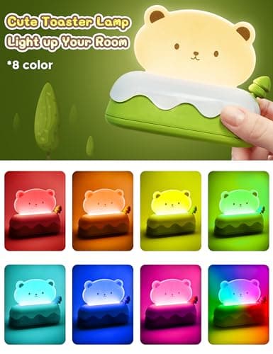 LOHAS Cute Night Light for Kids, Kawaii Bear Lamp, USB Rechargeable, Color Changing RGB, Decor for Bedroom, Nursery, Livingroom - Thumbnail 2