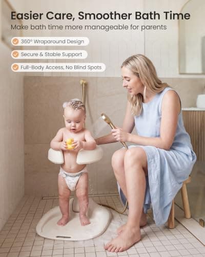GROWNSY Baby Bath Stand for Babies 6 Months & Up, Foldable Baby Shower Stand for Infants and Toddlers, Adjustable Baby Shower Standing Support With Shower Holder - Thumbnail 2