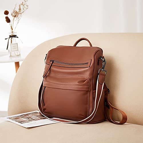 Telena Backpack Purse for Women Ladies Shoulder Fashion Bags Travel Purse Brown - Thumbnail 2