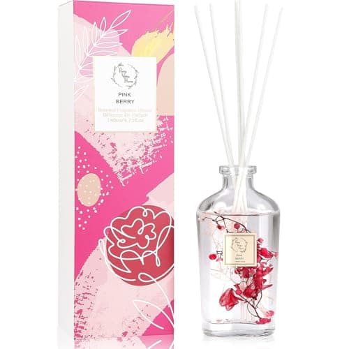Reed Diffuser Set, Pretty Valley Home Diffuser 140Ml / 4.73 fl OZ Gift Box - Includes Reed Diffuser Sticks, Long Lasting Fragrance Oil and Glass Bottle for Office Living Room Decor (Pink Berry) - Image 1