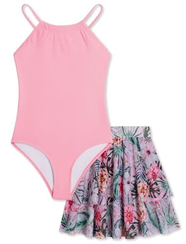 Seanrui Bathing Suits for Teens Girls One Piece Swimsuits Size 7 Tankini Swimwear Set with Adjustable Strap - Image 1