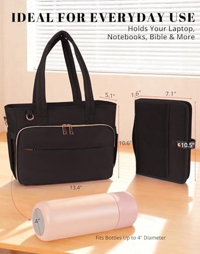 VAYOQON Puffer Tote Bag for Women, Large Quilted Handbag with Laptop Compartments, Work, College, Church & Bible Bag (Black) - Thumbnail 5