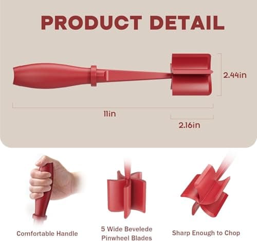 Meat Chopper for Hamburger, Premium Heat Resistant Masher and Smasher for Ground Beef, Ground Turkey and More, Nylon Ground Beef Chopper Tool and Meat Fork, Non Stick Mix Chopper (red (color)) - Thumbnail 2