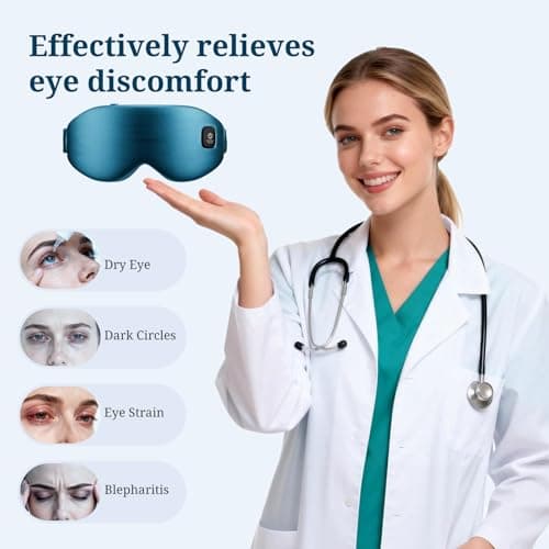 100% Silk Wireless Heated Eye Mask with Cooling, Relieves Dry Eye Syndrome and Puffy, Reduces Dark Circles, Adjustable Velcro Design and Washable Cover, Suitable for Travel & Gifts-Blue - Thumbnail 6