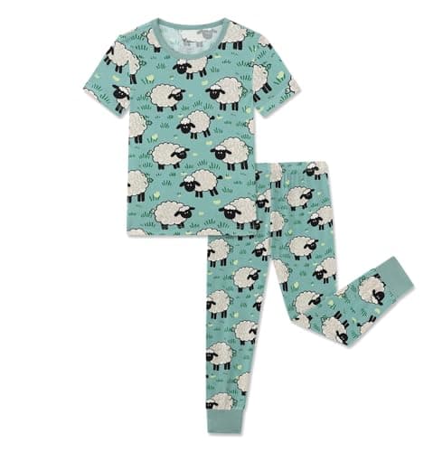 NewSeed Kids 2-Piece So Soft 2-Piece Playtime Set – Short Sleeve Crew Neck Top with Matching Leggings, Little to Big Kids (Cute Little Sheep, 2-3Y) - Image 1