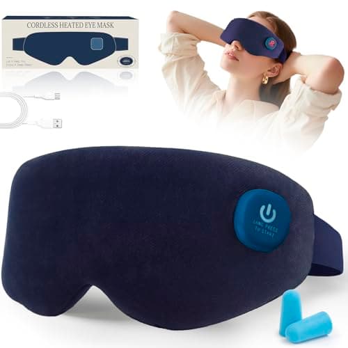 Heated Eye Mask, Cordless Warm Eye Compress for Dry Eyes, Birthday Christmas Gifts for Women Men, Washable Eye Heating Pad for Travel, Eye Relief, Improved Sleep (Blue) - Image 1