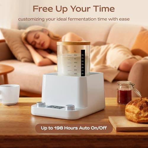 House Gem Sourdough Starter Warmer – Water Bath Uniform Warming, Precise 1°F Thermostat (70–104°F), 198H Timer, Fits Jars Up to 50oz, Sourdough Kit for Sourdough Home Baking & Consistent - Thumbnail 4