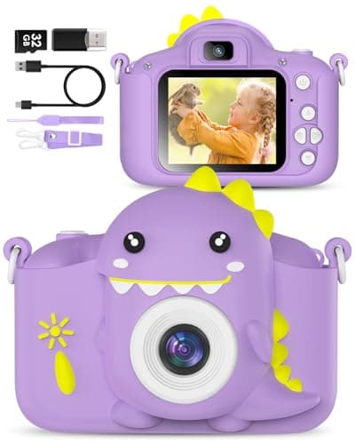 Hangrui Dinosaur Kids Camera Toys, Birthday Graduation Gifts for Girls Boys 3-12, 1080P HD Selfie Digital Video Camera for Toddlers,Travel Gifts Dino Toys for 4 5 6 7 8 9 Years Old(Purple) - Image 1