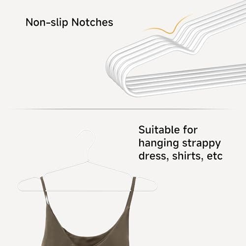 StorageWorks 4mm Super Thick Metal Wire Hangers, Heavy Duty Stainless Steel Clothes Hangers for Coats, Shirts Jackets, Pants, Suits, Space Saving White Hangers for Closet, 30 Pack - Thumbnail 6