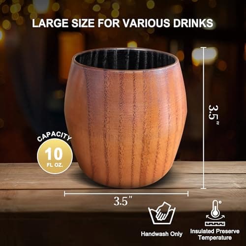 Charred Wooden Bourbon Drinking Glass, Bourbon Gifts for Men - 10 oz Charred Wooden Old Fashioned Glass Whiskey Tumbler | Birthday Whiskey Gifts for Men, Dad or Brother | Original Bourbon Tumbler - Thumbnail 3