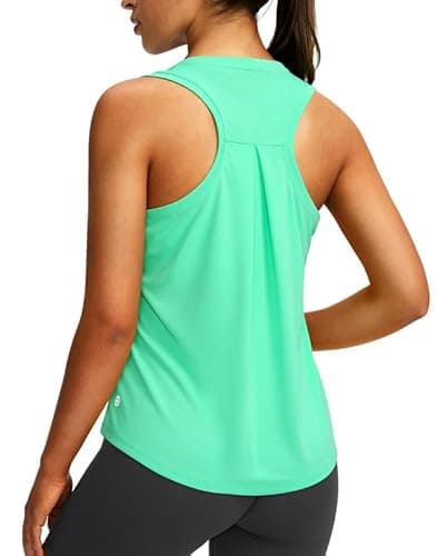 Women's Workout Tops Racerback Athletic Tank Tops Sleeveless Loose Fit Yoga Running Gym Shirts for Women(Mint Green,M) - Image 1