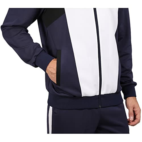Sun Lorence Track Suits for Men Set 2 Piece Full Zip Sports Mens Sweatsuit Sets Jogging Suits Set Navy Blue Small - Thumbnail 3