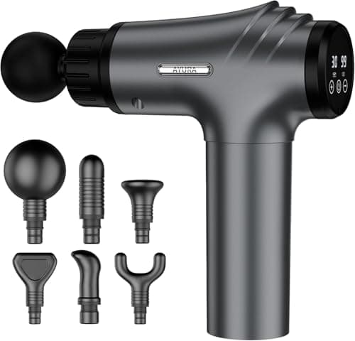 AYURA Massage Gun Deep Tissue, Muscle Massager Gun for Pain Relief, Percussion Massage Gun with 30 Speeds & 6 Heads, Portable Handheld Back Massage Gun for Athlets Men Women (Grey) - Image 1