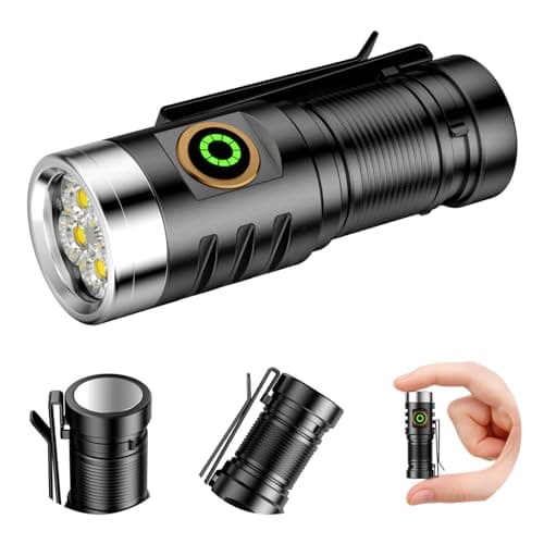 VOLISABER EDC Rechargeable Handheld Flashlight, 1600 Lumens Mini LED Powerful Super Bright 5 Modes Pocket Flashlights with Magnet and Two-Way Clip for Camping, Outdoor, Emergency - Image 1