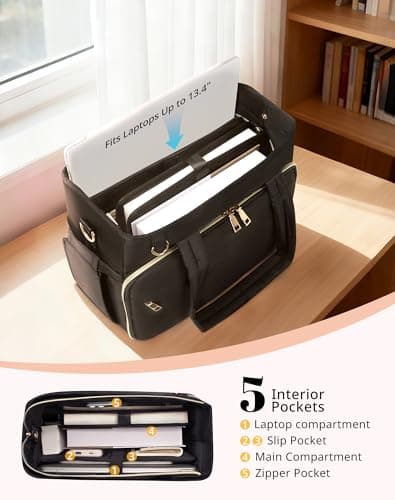 VAYOQON Puffer Tote Bag for Women, Large Quilted Handbag with Laptop Compartments, Work, College, Church & Bible Bag (Black) - Thumbnail 3