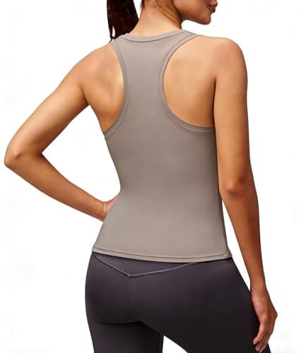 Alaroo Tank Tops for Women Sleeveless Workout Women Tank Tops Racerback Crop Athletic Gym Yoga Pilates Golf Running Shirts Khaki 2XL - Image 1
