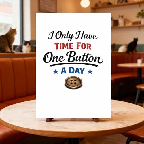 I Only Have Time for One Button a Day Tin Sign Funny Quote Metal Wall Art Minimal Typography Plaque Humor Decorative Sign for Sewing Room Office Home Wall 8x12 Inch - Thumbnail 4