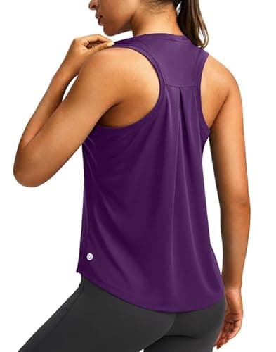 Women's Workout Tops Racerback Athletic Tank Tops Sleeveless Loose Fit Yoga Running Gym Shirts for Women(Purple,S) - Image 1