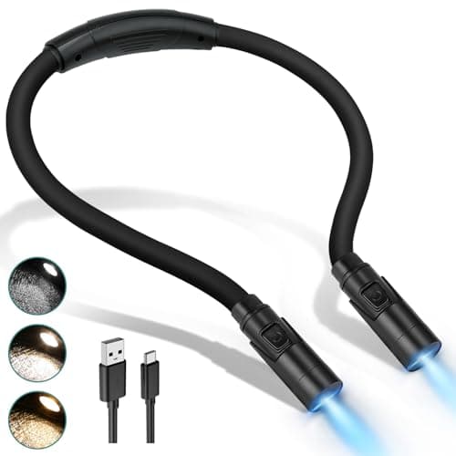 Rechargeable Hands-Free Neck Light with 3 Adjustable Color Modes, Black