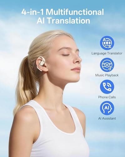 BeSing AI Translation Earbuds Real Time, 4-in-1 Open Ear Headphones for Travel/Music/Business, 100 Languages Translator Earbuds, Audifonos Traductores Inglés Español, IPX7, Clear Calls, 50H Playtime - Thumbnail 3