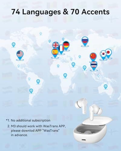 Wooask M3 3 in 1 Translation Earbuds, 144 Languages Translator Earbuds Real Time, Offline Translator Headphones No Subscription for Global Travel & Off-Grid Exploration - Thumbnail 4