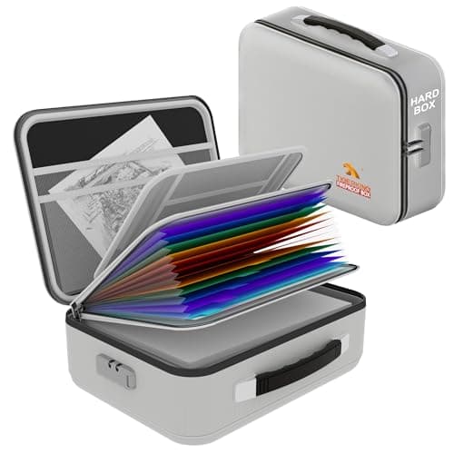 TIGERKING Fireproof Document Box Hard Shell, Fire Proof File Box for Documents with Combination Lock, File Safe Boxs Fireproof Waterproof with Handle, Durable Organizer for Home Office Storage - Grey - Image 1