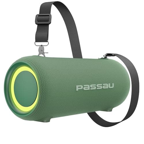 Passau Portable Bluetooth Speakers 40W Peak Loud Stereo Sound, Passive Radiators-Deep Bass, All Day Playtime, Adjustable Strap, BT5.3, IPX5 Wireless Speaker RGB Lights for Indoor Outdoor-Green - Image 1