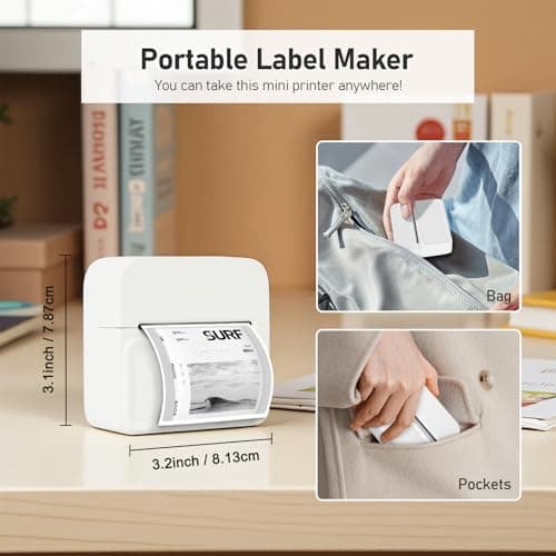 NULLTONEX Portable Thermal Mini Sticker Printer: Wireless Bluetooth Label Maker Machine for Small Business Trip Travel Home Office - 2 Inch Label Makers Perfect for iOS & Android Phone - Thumbnail 4