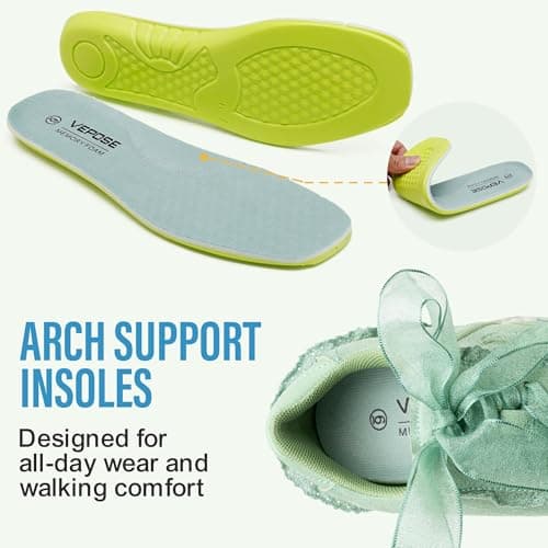 Vepose Women's Fashion Sneakers, Casual Dressy Square Toe Lace Detail Retro Tennis Shoes, Comfortable Lightweight Walking 8205 Trainers, Green Suede, Size 11 US(CJY8205 greenpu 11) - Thumbnail 4