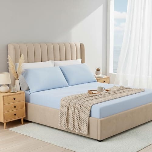Regency Heights Queen Sheet Sets 3 Piece, Cooling Spandex, Fade Resistant Fitted Sheet & Pillowcases, All Elastic Fits Up to 15" Mattress, Breathable & Moisture-Wicking for Hot Sleepers, Ice Blue - Image 1