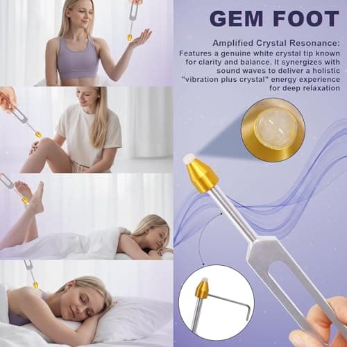 Tuning Forks for Healing Set – 128Hz 136.1Hz 256Hz 384Hz Weighted & Unweighted Sound Healing Tuning Forks for Chakra Balancing, Meditation, Yoga & Relaxation with Activator, Gem Feet & Storage Pouch - Thumbnail 5