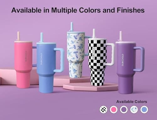 DLOCCOLD 40 oz Tumbler with Handle & Flip Straw, Car Cup Holder Friendly, Leak Resistant Water Bottle, Reusable Insulated Modern Stainless Steel Tumbler, Gifts for Women & Men - Thumbnail 6