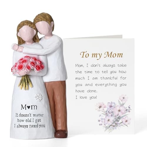 Veroola Gifts for Mom from Son - Sculpted Hand Painted Mother Son Figurines, Perfect Mum Birthday, Mothers Day - Image 1