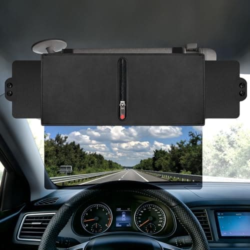 Veharvim Sun Visor Extender for Car (Polarized, UV400, Zipper Slider, 2 Side Sunshade, PC Lens) Visor Extender Attachment for Car Visor, Anti-Glare for Safe Driving - Image 1