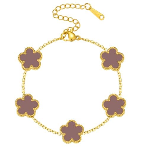 Fimhut Easter Basket Stuffers18K Gold Plated Clover Bracelet |Adjustable Bracelets| Lucky Flower Cute Link Bracelets Jewelry Gifts for Women Fade-resistant Jewelry,Charm Bracelet - Image 1