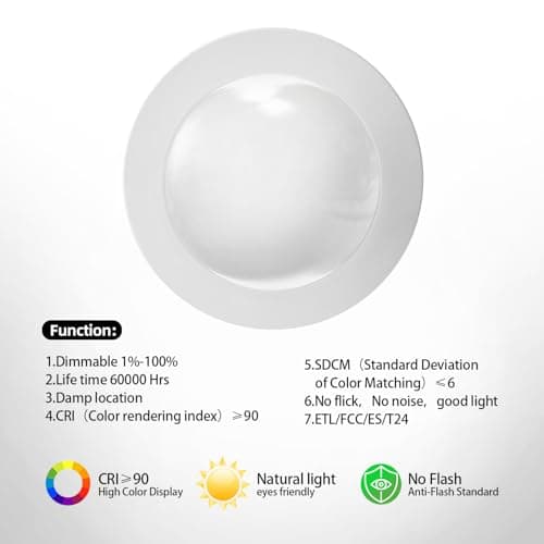 AHIMORI 15w Led Flush Mount Ceiling Light 1200lm Round Disk Light Dimmable 5 Cct 3000k -5000k Wafer-Thin Recessed Can Lamp Low Profile Modern Fixture for Bedroom Kitchen Hallway 4 Pack - Thumbnail 4