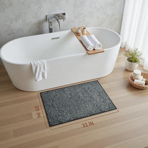 PADOOR Thin Bath Mats, Braided Bath Mats for Bathroom, No-Slip Rubber Backed Bath Rugs, Machine Washable & Quick Dry Absorbent Bathroom Mat (20"x32", Darkgrey) - Thumbnail 2