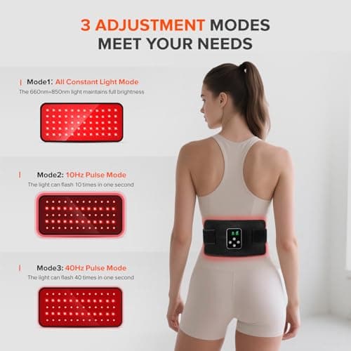 Cordless Red Light Therapy Belt, 3000mAh Battery Rechargeable Magnetic LED Screen Controller, Portable & Cordless, 12.4" * 5.7" Cordless Infrared Red Light Therapy for Body Back Knee Leg - Thumbnail 5