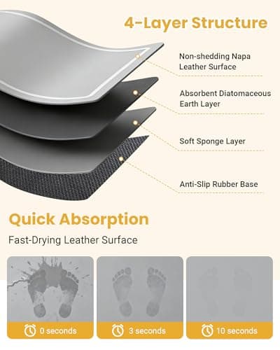 Soft Diatomaceous Earth Bath Mat, Super Absorbent Bath Mat, Quick Dry Large Bathroom Mats, Gray Bathroom Rugs Non Slip Washable, Stone Bath Mats Substitute, Bath Room Runner Decor, 15.74" x 47.2" - Thumbnail 2