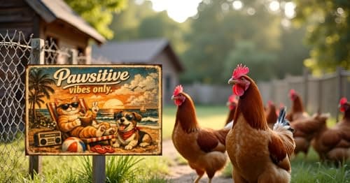 Pawsitive Vibes Only Vintage Tin Sign Funny Cat Dog Beach Wall Decor Retro Metal Plaque Summer Coastal Artwork Gift for Pet Lovers Home Bar Patio 8x12 Inch Pre Drilled Holes - Thumbnail 3