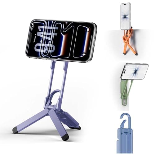 COMAN DP58 Magnetic Phone Tripod, Aluminum MagSafe Tripod Stand with Carabiner, Mini Portable Travel Pocket Stand for iPhone & Non-Magnetic Phones with Included Ring - Image 1