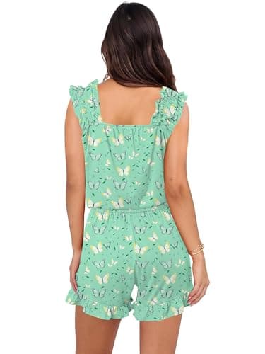 StunShow Cute Pajama Sets for Women Pajamas Bride Getting Ready Outfits Pj Set Cute Pj Sets Woman Pajama Sets for Women 2 Piece Bride Outfits Butterfly S - Thumbnail 4